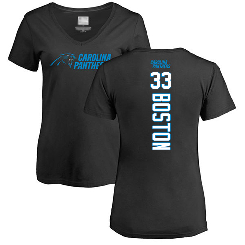 Carolina Panthers Black Women Tre Boston Backer NFL Football #33 T Shirt